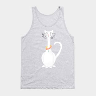 Pink and white cat wearing a precious stone necklace Tank Top